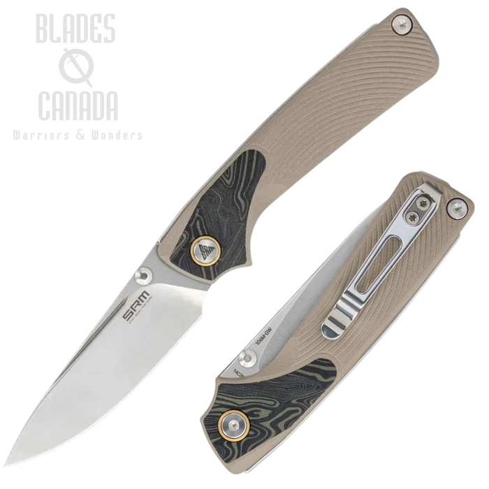 SRM Knives Dome Slipjoint Folding Knife, 14C28N SW, G10 Desert Tan/Black & Grey, 106M-GW SRM Knives Dome Slipjoint Folding Knife, 14C28N SW, G10 Desert Tan/Black & Grey, 106M-GW