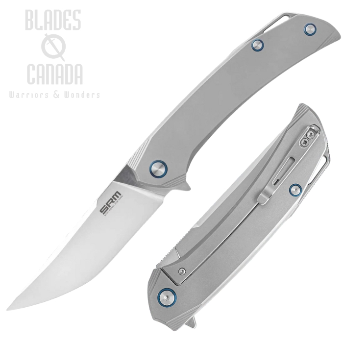 SRM Asika Flipper Framelock Knife, 154CM, Titanium Grey, 1411TZ