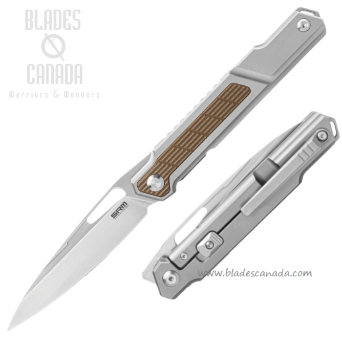 SRM Fantasy Framelock Folding Knife, N690, Titanium/G10 Tan, 1421