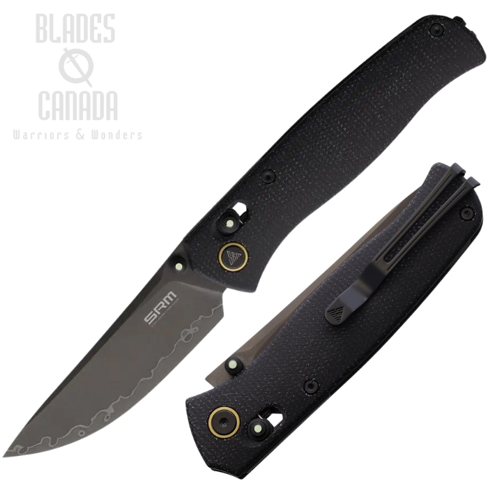 SRM Medal Ambi Lock Folding Knife, 140CR Laminated Blade, Micarta Black, 255L-MB2