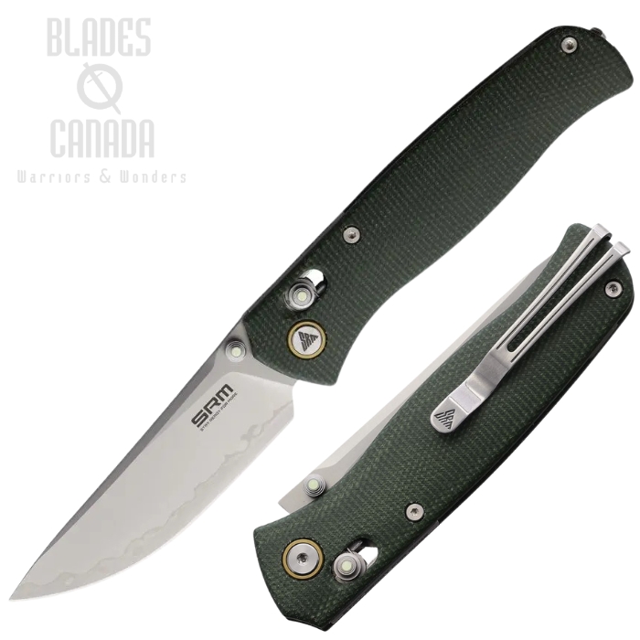 SRM Medal Ambi Lock Folding KNife, 140Cr Laminated, Micarta Green, 255L-MG2