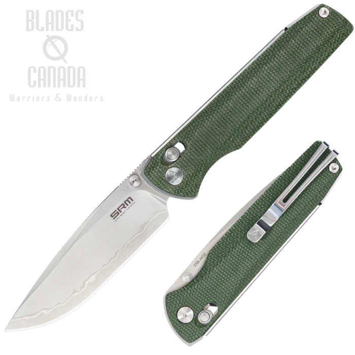 (image for) SRM Knives Medal Ambi Lock Folding Knife, 140Cr Blade, Micarta OD Green, SRM255LMG3