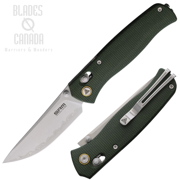 SRM Knives Medal Ambi Lock Folding Knife, 140Cr Blade, Micarta OD Green, SRM255LMG3 (image for) SRM Knives Medal Ambi Lock Folding Knife, 140Cr Blade, Micarta OD Green, SRM255LMG3