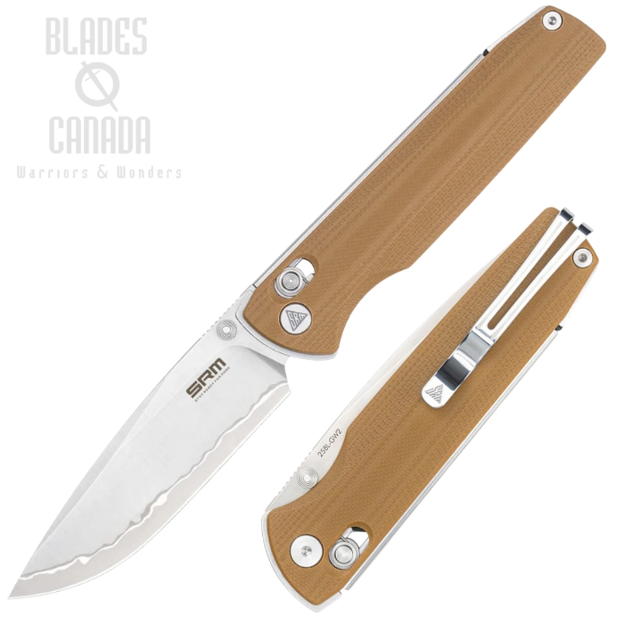 SRM Terrier Ambi Lock Folding Knife, Stainless, G10 Tan, 258L-GW2