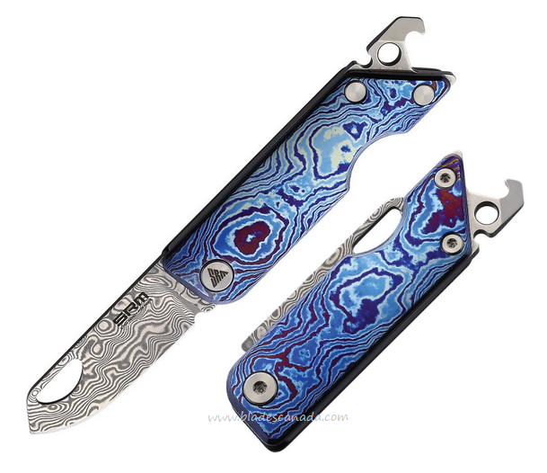 SRM Knives Model 6435TL Slipjoint Folding Knife, Damascus, Timascus Handle