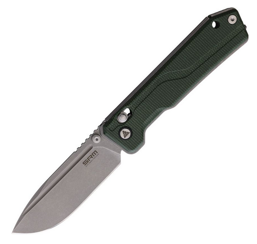 SRM Knives 7228BMG Folding Knife, 14C28N SW, Micarta Green, 7228BMG