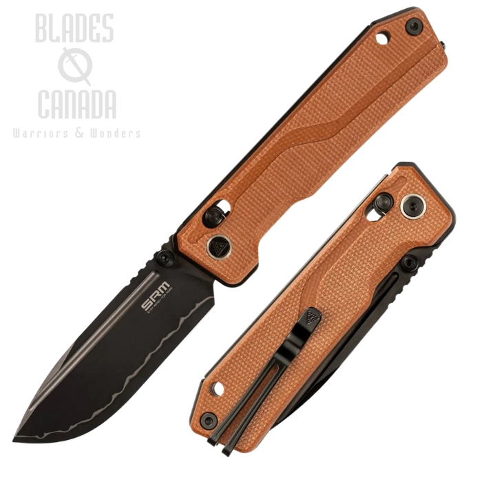 SRM Rubik Ambi Lock Folding Knife, 140Cr Laminated Black, Micarta, 7228B-MN2