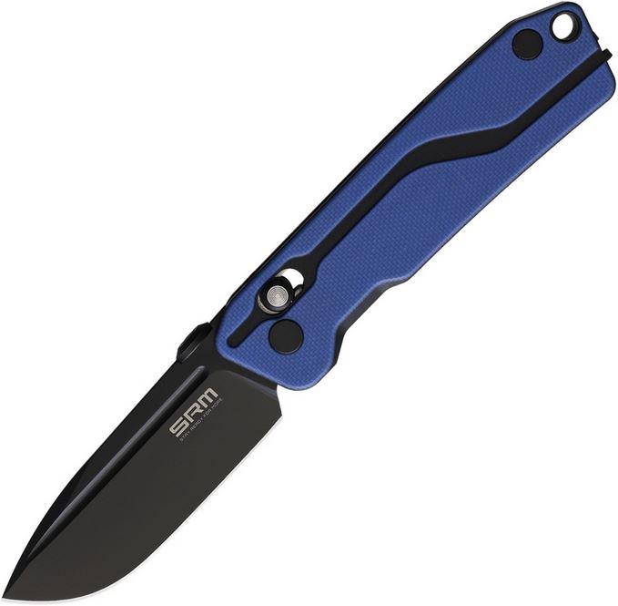 SRM Knives Model 7228 Folding Knife, D2 Steel, G10 Blue/Black, SRM7228GI