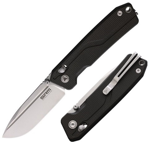 SRM Knives Rubik Folding Knife, Brush Finish Blade, Micarta Black, 7228L-MB1