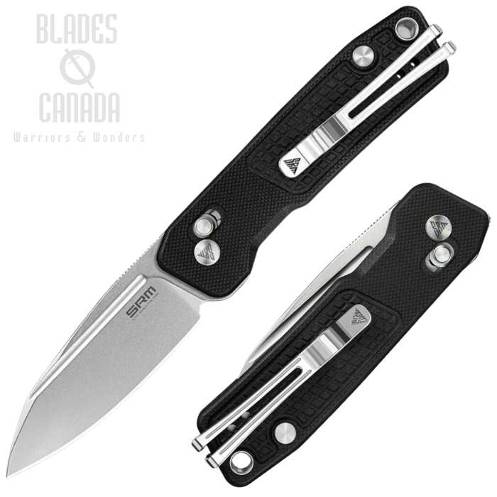 (image for) SRM Knives Scout Ambi Lock Folding Knife, 14C28N Bead Blast, G10 Black, 7229-GB