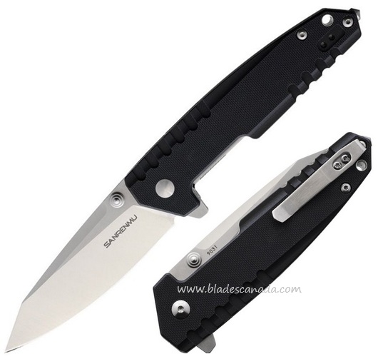 SRM Knives Model 9031 Folding Knife, 12C27 Sandvik, Black G10, SRM9031