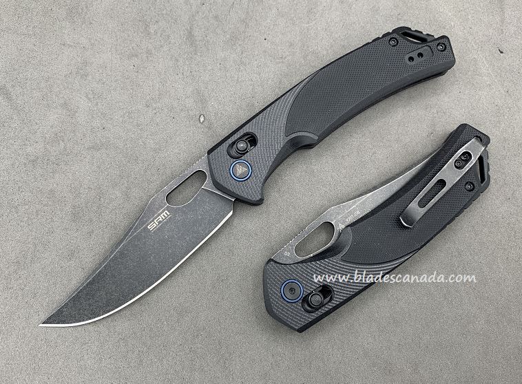 SRM Knives Model 9201 Ambi Lock Folding Knife, D2 Black, G10 Black, 9201GB