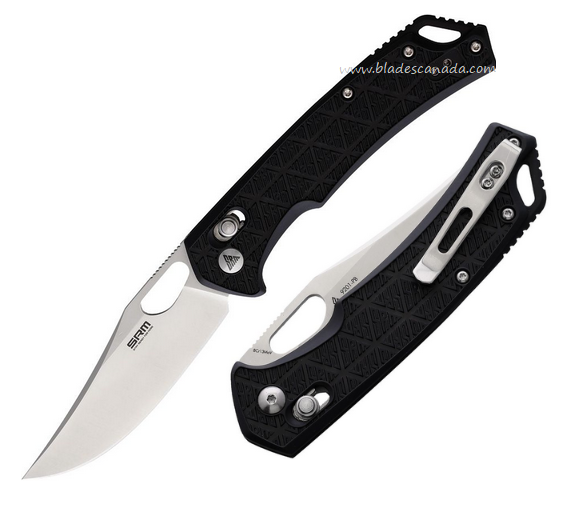 SRM Knives Model 9201-PB Folding Knife, Satin Blade, FRN Black Textured Handle