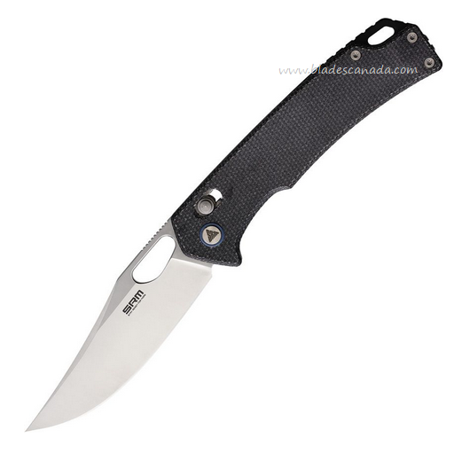 SRM Knives Model 9203-MB Folding Knife, Stainless Satin, Micarta Black