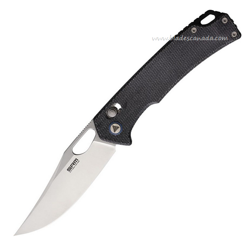 SRM Knives Model 9203-MB Folding Knife, Stainless Satin, Micarta Black, 9203MB
