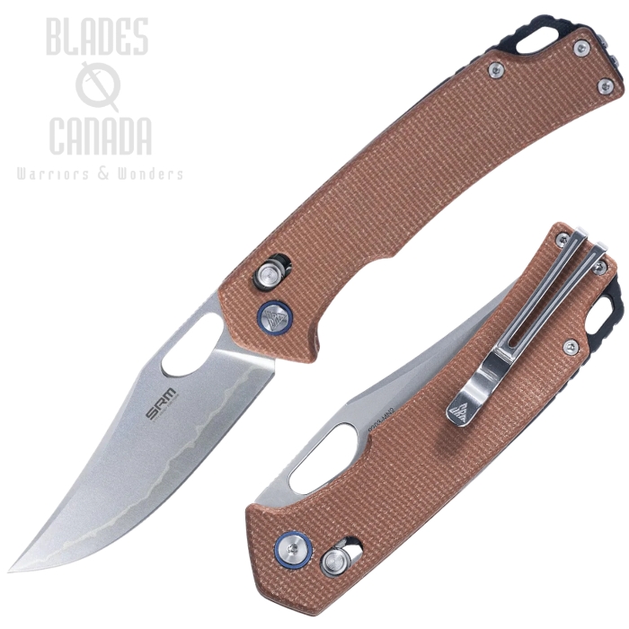 (image for) SRM Retriever Crossbar Lock Folding Knife, Laminated Blade, Micarta Brown, 9203-MN2