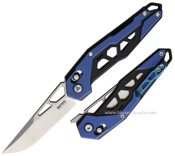 SRM Knives Model 9225 Folder, D2 Steel, Blue/Black G10, SRM9225GI