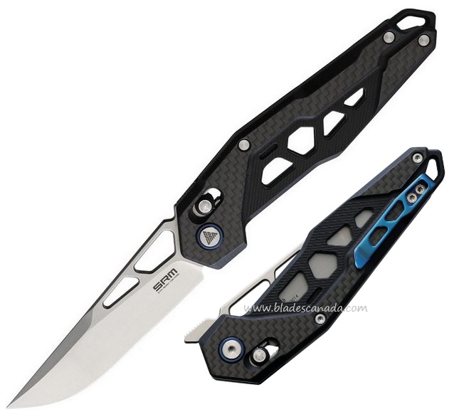 SRM Knives Model 9225 Folder, D2 Steel, G10 Handle w/Carbon FIber Onlay, SRM9225KB