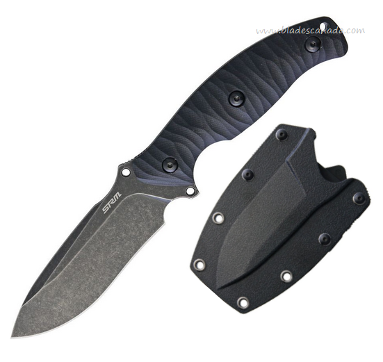 SRM Knives Model S745-GB Fixed Blade Knife, 14C28N Black, G10 Black, SRMK934
