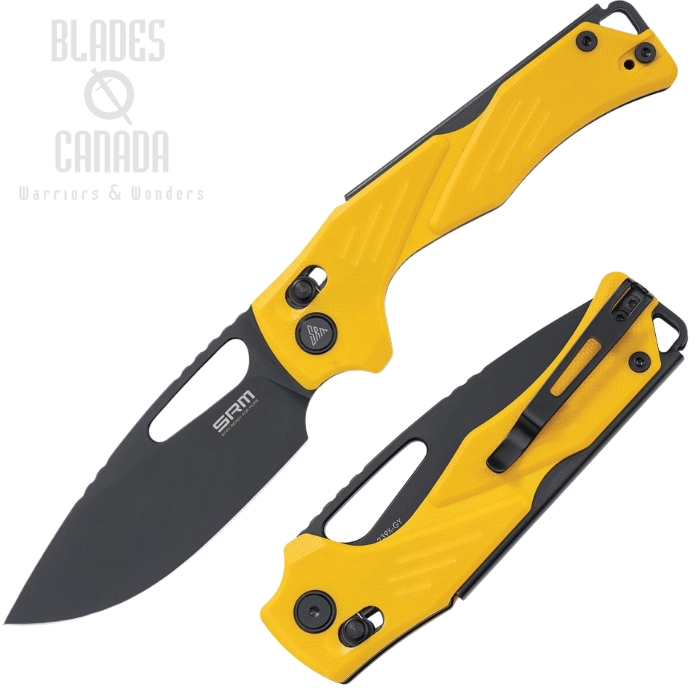 SRM Knives Mirage 239X Ambi Lock Folding Knife, 14C28N Black, G10 Yellow, 239XGY