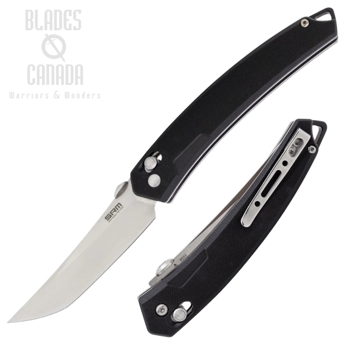 SRM Model 9211 Ambi Lock Folding Knife, Stainless, G10 Black, 9211
