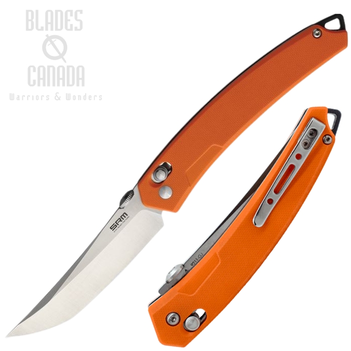 SRM Model 9211 Ambi Lock Folding Knife, Stainless, G10 Orange, 9211-GJ