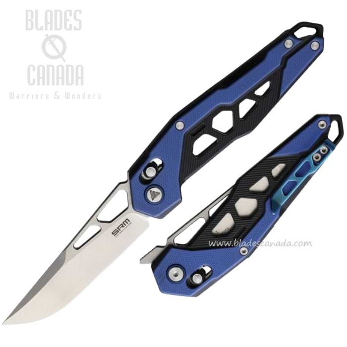 SRM Mecha Ambi Lock Folding Knife, D2 Steel, G10 Blue/Black, 9225-GI