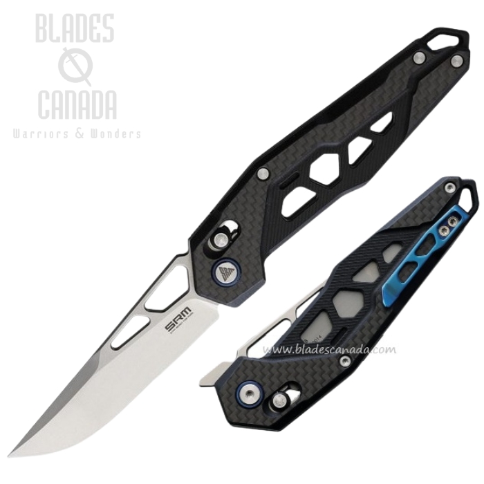 SRM Mecha Ambi Lock Folding Knife, D2 Steel, G10 w/Carbon Fiber Onlay, 9225-KB