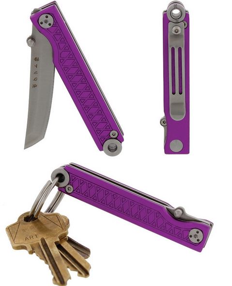 StatGear Pocket Samurai, 440C, Purple Aluminum Handle, STATPKTALPRPL - Click Image to Close