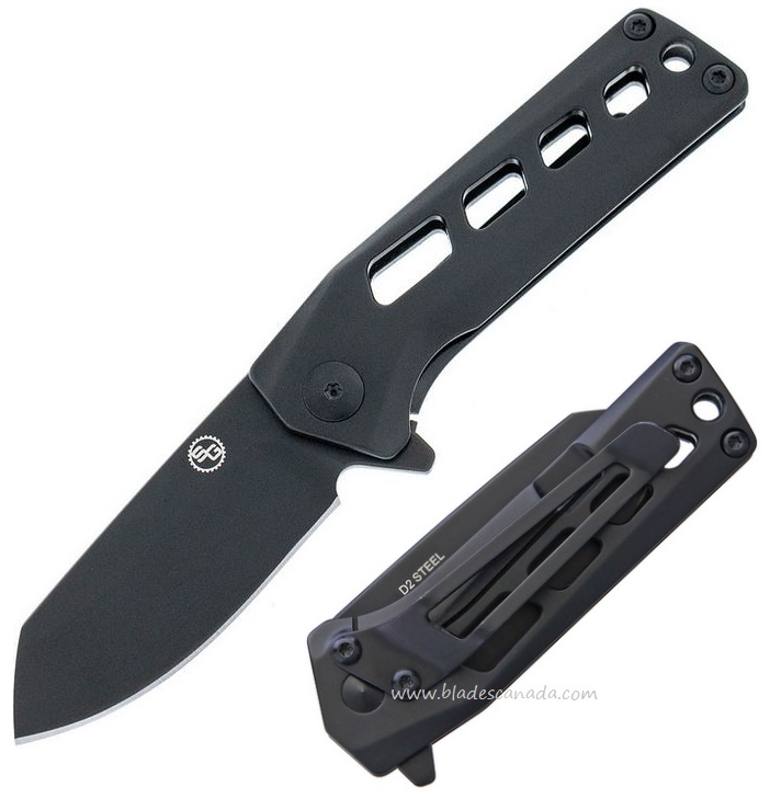 StatGear Slinger Framelock Flipper Folding Knife, D2 Steel, STATSLNGRBLK