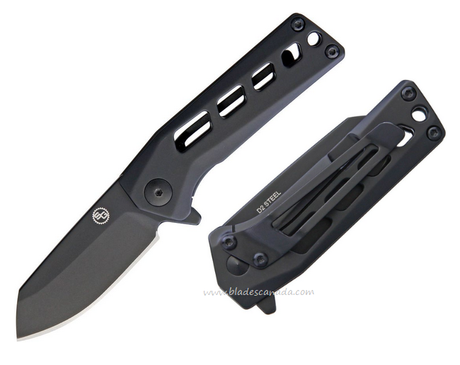 StatGear Slinger Flipper Framelock Knife, D2 Black, Stainless Black, 112BLK