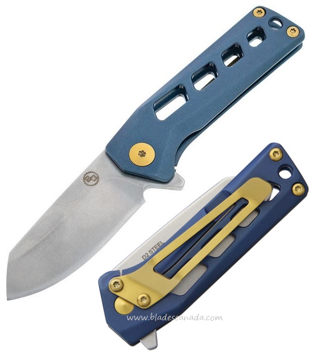 StatGear Slinger Framelock Flipper Folding Knife, D2, STATSLNGRBLU