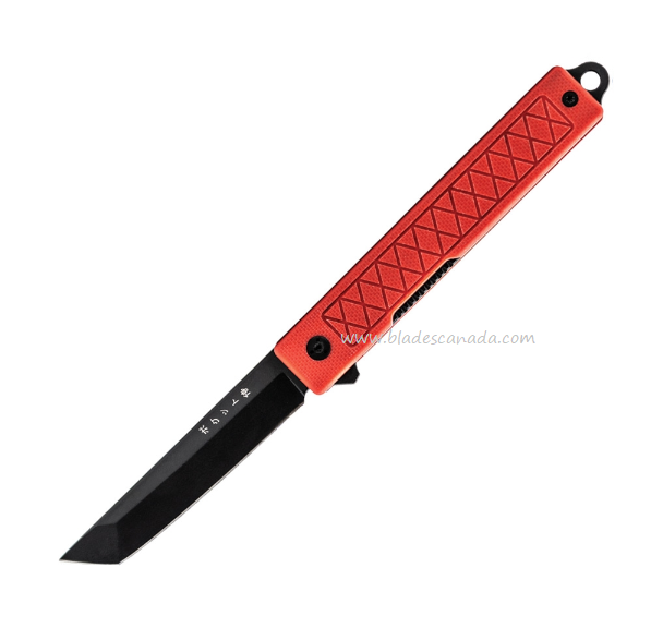 StatGear Pocket Samurai Full-Size Flipper Folding Knife, D2 Black, G10 Red, STAT119RED