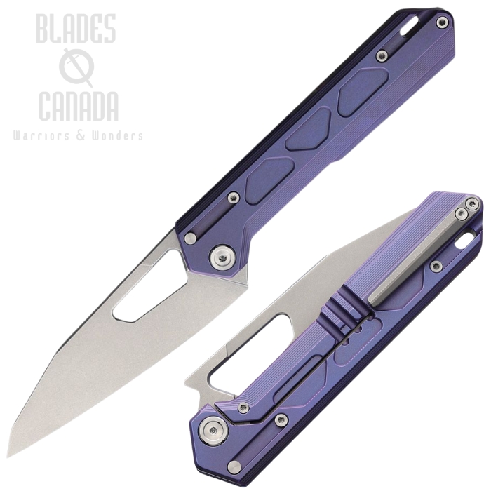NOC Knives DT03 Framelock Folding Knife, VG10 SW, Titanium Purple, STEDT03BLU