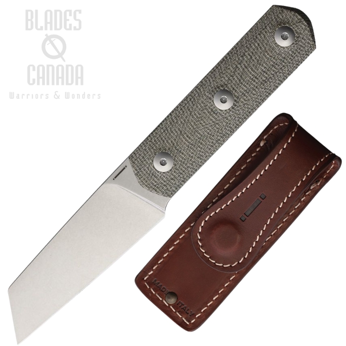 (image for) Straight Line Erny Fixed Blade Knife, M390 SW, Micarta Green, Smart Mag Leather Sheath, ER-GC