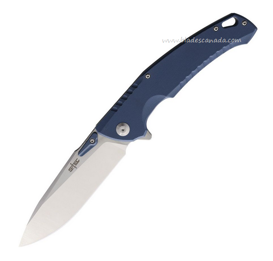 S-TEC Flipper Folding Knife, Stainless Satin Blade, G10 Blue, STTS011BL