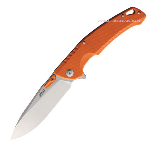 S-TEC Flipper Folding Knife, Stainless Satin, G10 Orange, STTS011OR