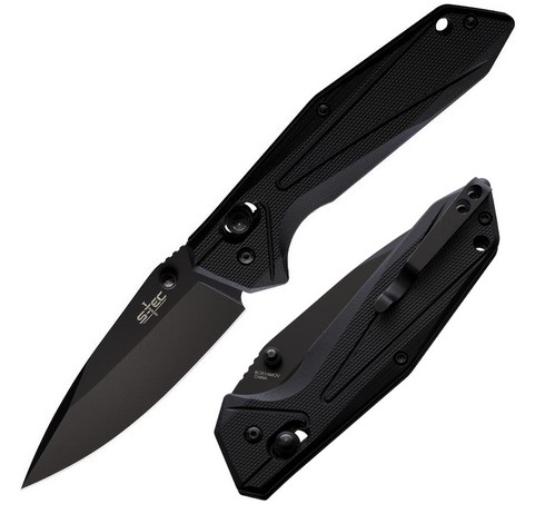 S-TEC Rapid Lock Folding Knife, Stainless Black, G10 Black, STTS033