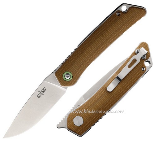 S-TEC Folding Knife, 14C28N Sandvik Satin, G10 Brown, STTS501BR