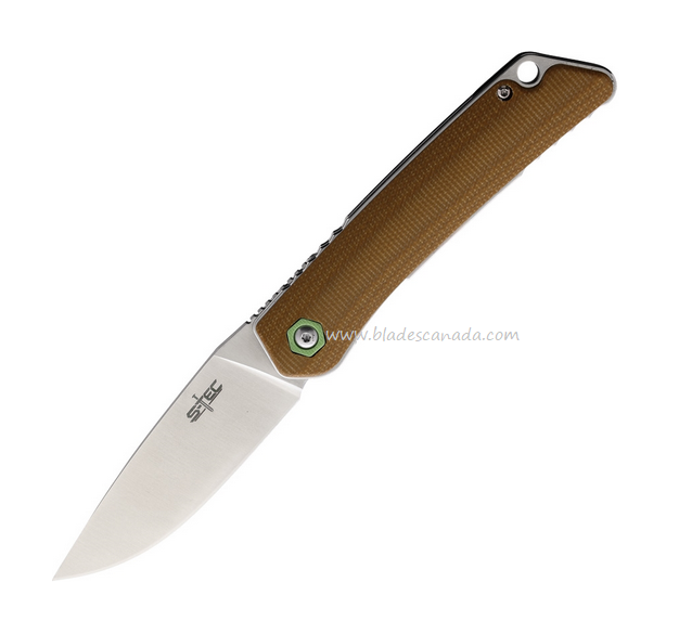 S-TEC Folding Knife, 14C28N Sandvik Satin, G10 Brown, STTS501BR
