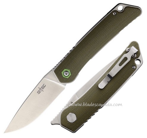 S-TEC Folding Knife, 14C28N Sandvik Satin, G10 Green, STTS501GN