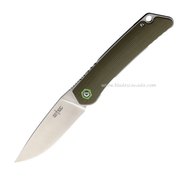 S-TEC Folding Knife, 14C28N Sandvik Satin, G10 Green, STTS501GN