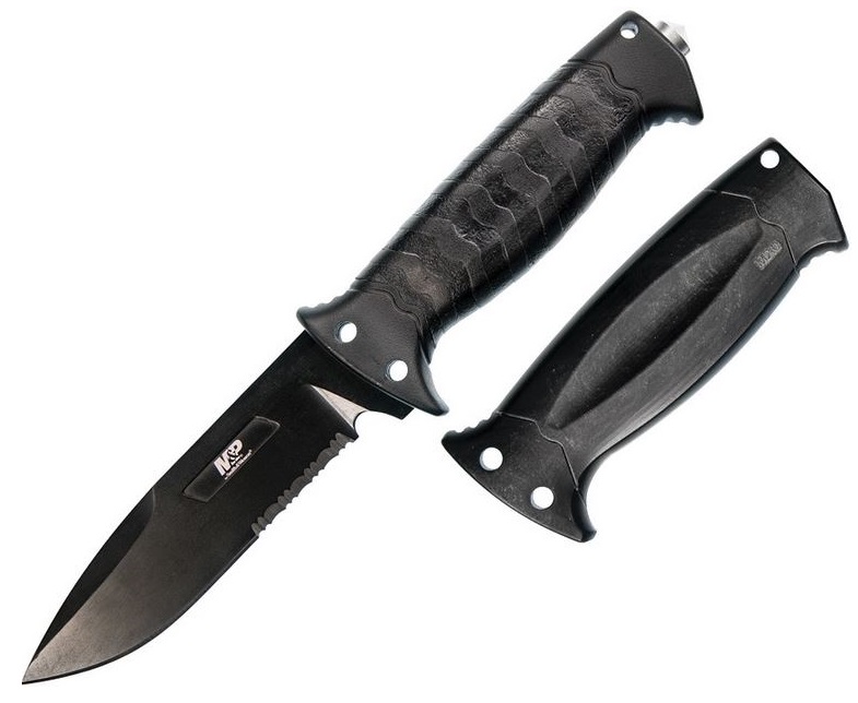 Smith & Wesson Grip Swap Fixed Blade, Black Belt Sheath, SW1085886 - Click Image to Close