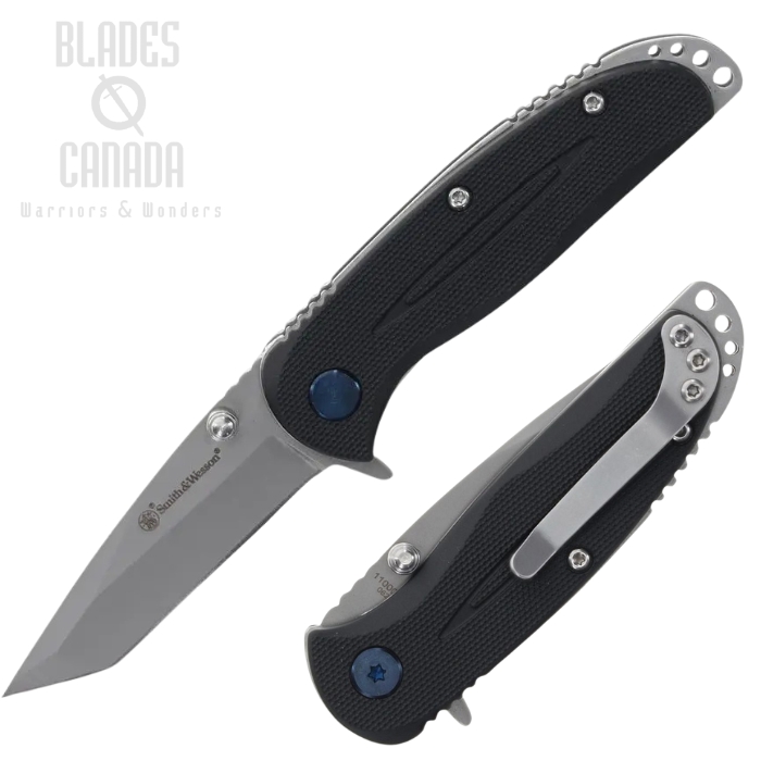 Smith & Wesson Flipper Folding KNife, Bead Blast Blade, Nylon Black, SW1100067