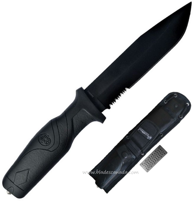 Smith & Wesson Search & Rescue Fixed Blade Knife, Black Blade, Black Handle