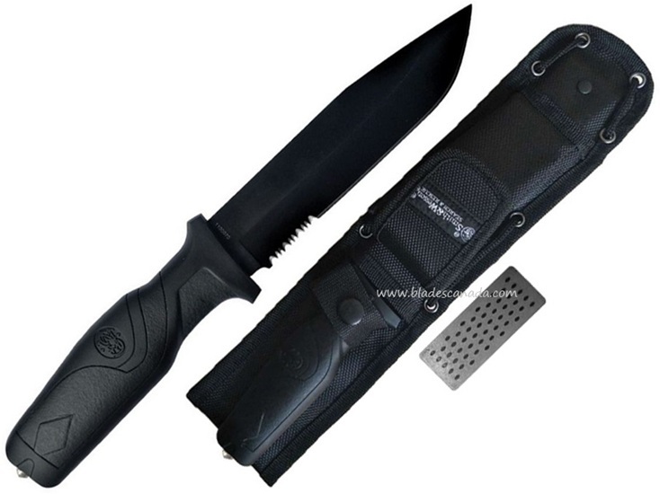Smith & Wesson Search & Rescue Fixed Blade Knife, Black Blade, Black Handle