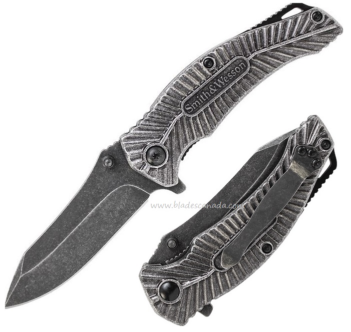 Smith & Wesson Knives Flipper Folding Knife, Aluminum SW, SW116