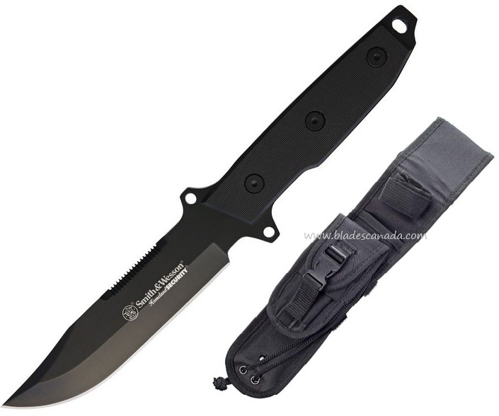 Smith & Wesson SUR4N Homeland Security Fixed Blade Knife, G10 Black