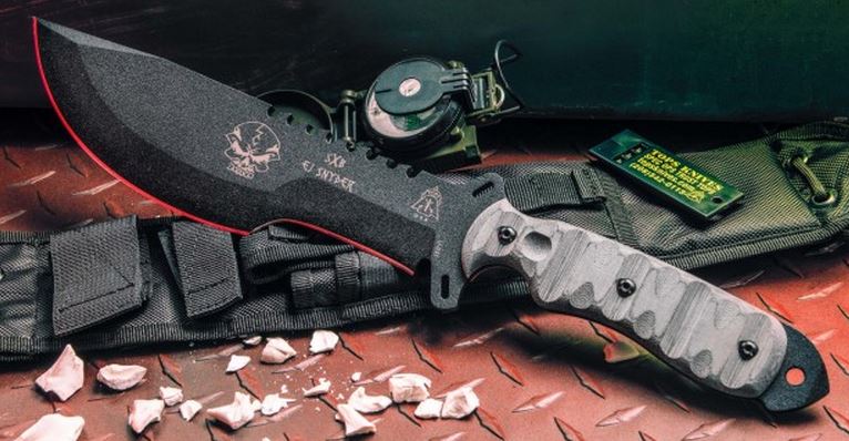 TOPS SkullCrusher's X-Treme Fixed Blade Knife, 1095 Carbon, Micarta, Nylon Sheath, SXB10 - Click Image to Close