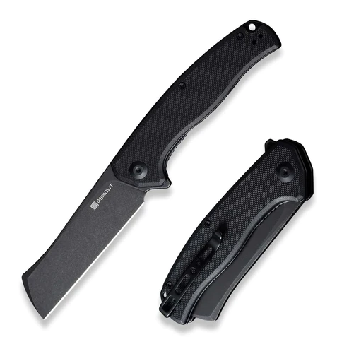 SENCUT Traxler Flipper Folding Knife, Black SW Blade, G10 Black, S20057C-1
